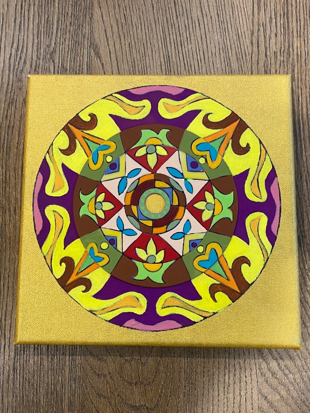 Set of 2 Wendy Wu Mandala Paintings - Gold Canvas Art